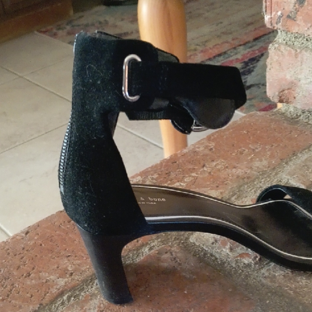Rag & Bone Black Suede Block Heel Sandals - Picture 5 of 10